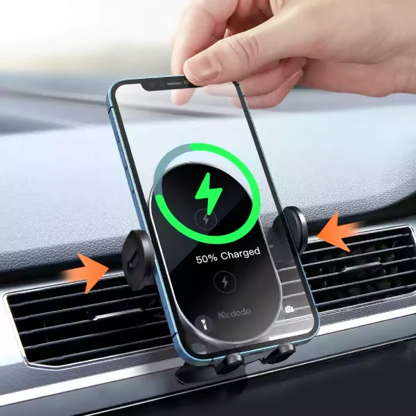 هولدر و شارژر وایرلس Mcdodo CH-1600 15W ا Mcdodo CH-1600 Dual Coils Wireless Charger Car Mount