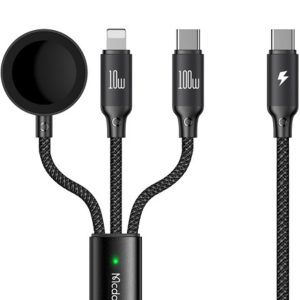 کابل تایپ‌سی + شارژر اپل واچ سه سر مک دودو Mcdodo 100w 3in1 Cable